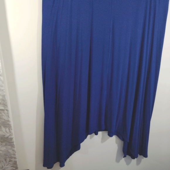 2X Roaman's Maxi Dress 26/28 Beautiful Flowy Sharkbite Hem Blue Soft Comy Long - Picture 9 of 10